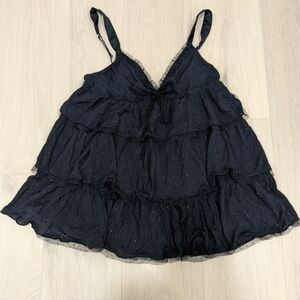 Black baby doll lingerie with bow detail